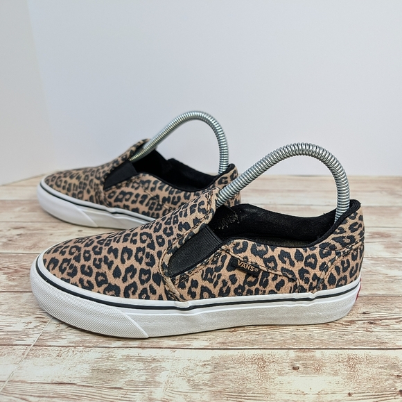 Vans Asher Deluxe Comfort Ortholite Cheetah Leopard Print Women's 6.5 Black Tan - Picture 3 of 13